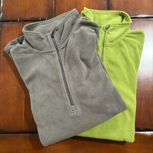 Alpine Design Men’s Polar Fleece Half Zip Bundle, Gray and Green